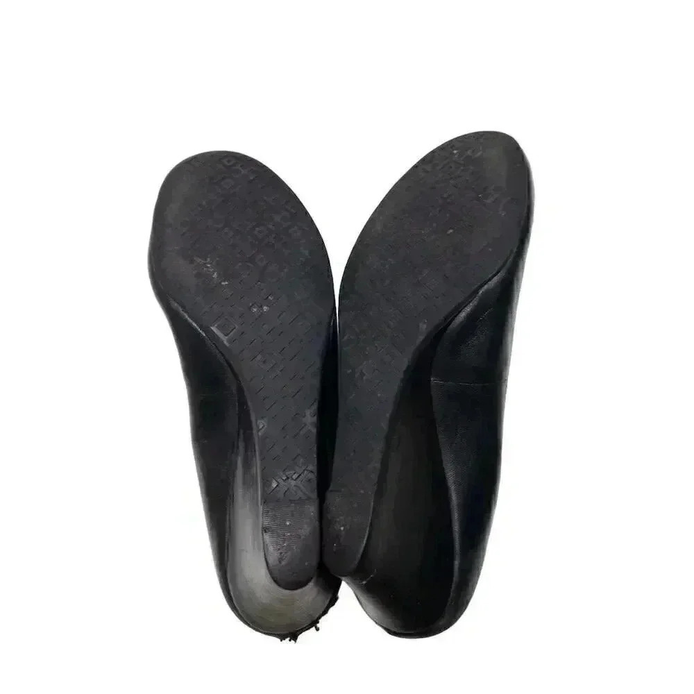 Tory Burch Women’s Black Ballet Flats Gold Logo – Classic Casual Slip On - Picture 5 of 9